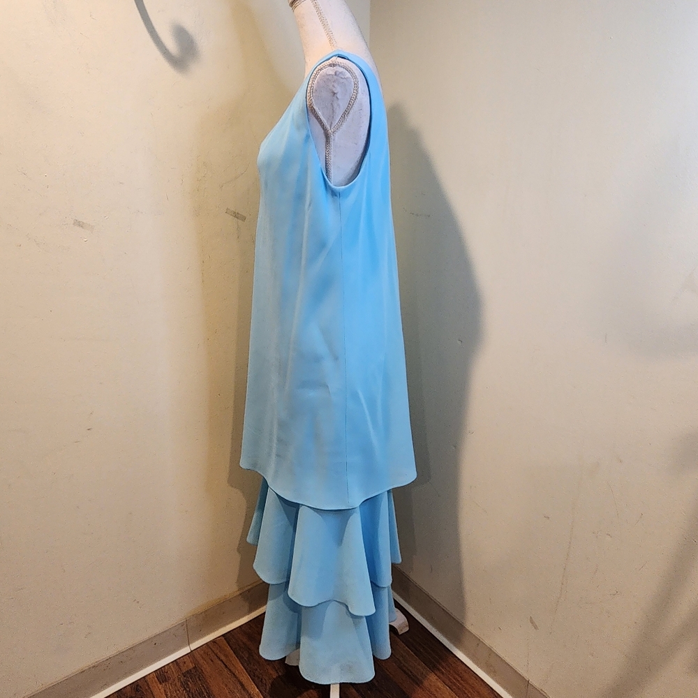 CATTIVA Elegant Layered Blue Sleeveless Midi  Dress Size 12 - Picture 8 of 11